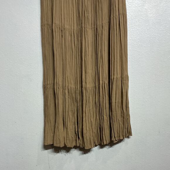 Banjo Tan Vintage Pleated Maxi Skirt Sz M - Picture 8 of 12